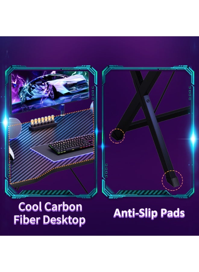 SHEIDLIN طاولة ألعاب مصممة وفق مبادئ علم الإنسان، وطاولة كمبيوتر بمقاسين مختلفين، وطاولة مكتب منزلية مزودة بإمكانية إدارة الكابلات، مثالية لاستخدامها في محطات العمل الإلكترونية من الألياف الكربونية في المساحات المحدودة. - Image 4